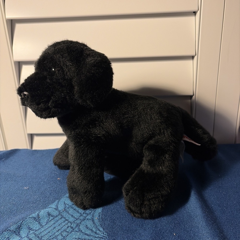 Aurora Black Lab Puppy Dog Plush Labrador Retriever Stuffed Animal 12"